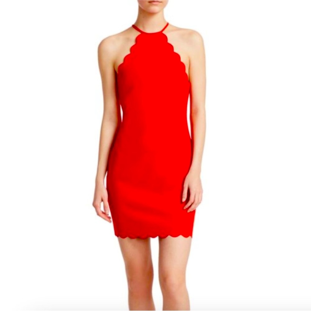 Likely red scalloped edge mini dress